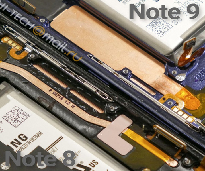Xẻ thịt Galaxy Note9 cho thấy hệ thống làm mát nước-cacbon" cỡ lớn