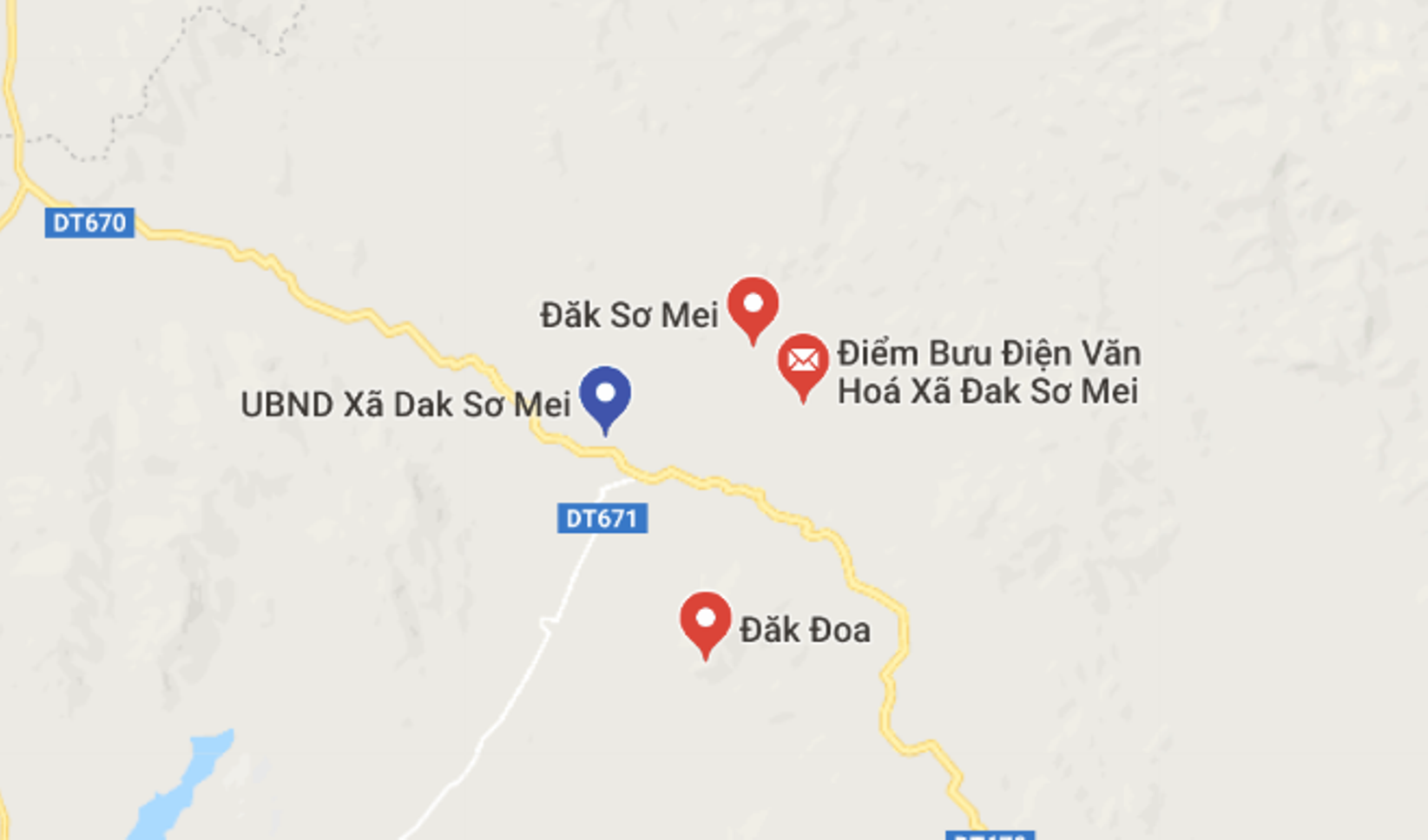  Xã Đak Sơ Mei nơi xảy ra vụ việc. Ảnh: Google Map