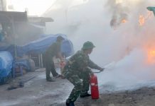 Diễn tập chữa cháy chợ thị xã Ayun Pa