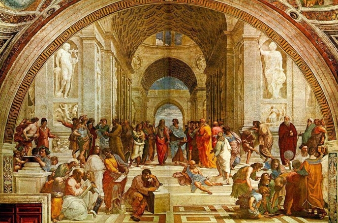 Bức “The School of Athens” của họa sĩ Raphael (1509–1511) lưu giữ tại Vatican