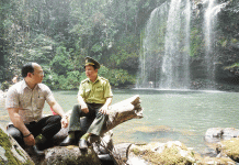   Tầng cuối của thác Suối Rêu (xã Sơn Lang, huyện Kbang). Ảnh: internet