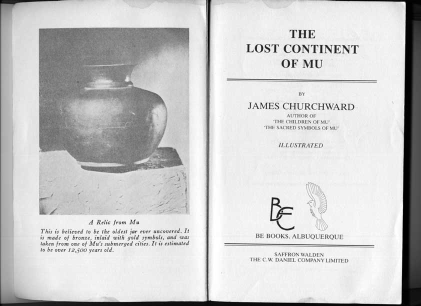 Cuốn sách The Lost Continent Mu (Mu, lục địa bị biến mất), xuất bản năm 1931 của James Churchward (ảnh: my-mu.com)
