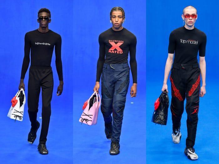 Trend xuân hè 2020 từ Balenciaga: Người mẫu nam xách túi Hello Kitty tự tin sải bước Ảnh 1