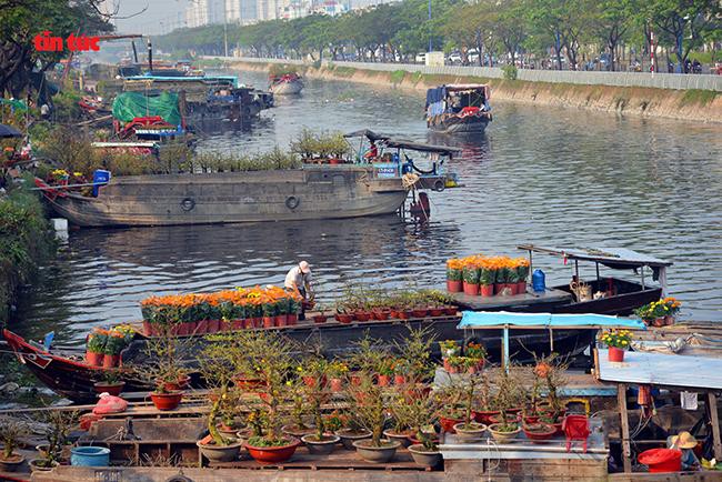 Nhộn nhịp chợ hoa Tết 'trên bến dưới thuyền' đầy sắc màu ở TP Hồ Chí Minh Ảnh 3
