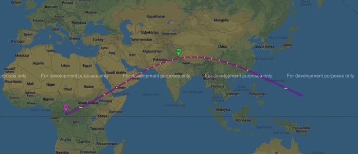 NASA đã tạo ra một bản đồ về quỹ đạo của nhật thực hình khuyên hôm 21.6 tới, chỉ ra các khu vực có thể quan sát được hiện tượng này nếu điều kiện thời tiết cho phép. Ảnh: NASA