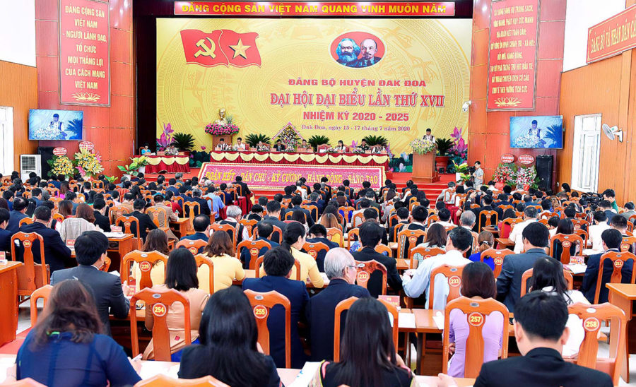 Quang cảnh Đại hội đại biểu Đảng bộ huyện Đak Đoa lần thứ XVII (nhiệm kỳ 2020-2025). Ảnh: Đức Thụy
