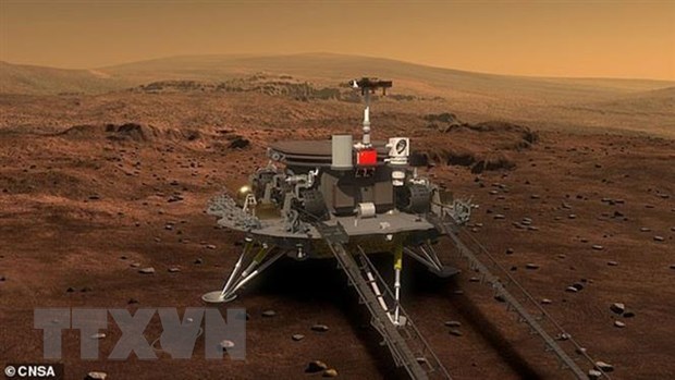 Mô hình tàu đổ bộ thăm dò sao Hỏa của Trung Quốc sẽ chính thức được mang tên Thiên Vấn. (Ảnh: CNSA/TTXVN)