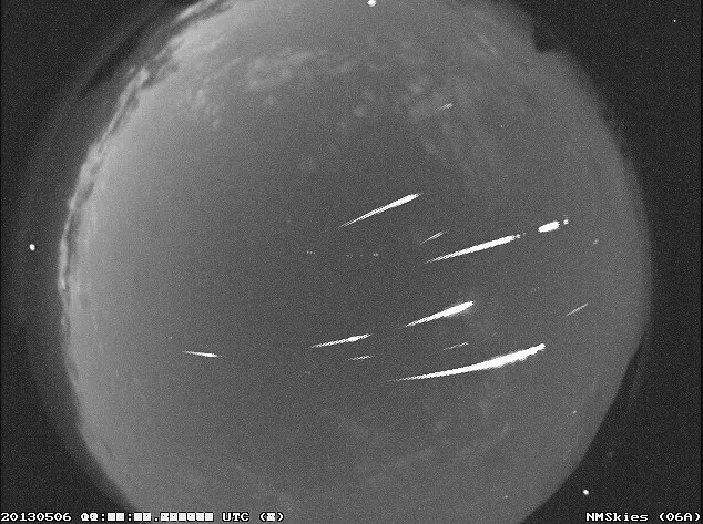 Sao băng Eta Aquarid được chụp tại trạm NASA All Sky Fireball Network ở Tennessee, Mỹ vào tháng 5-2013. Ảnh: NASA. 