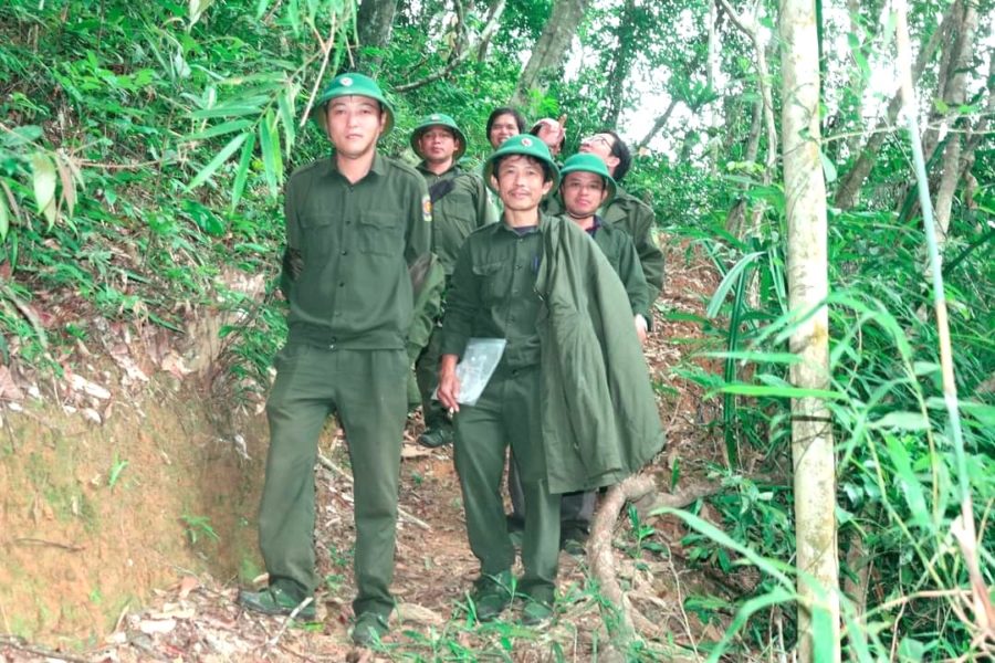  Lực lượng dân quân xã Sơ Pai (huyện Kbang) tăng cường tuần tra, bảo vệ rừng trong dịp Tết. Ảnh: Ngọc Minh