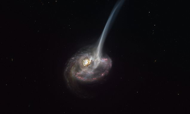 Vật thể có đuôi kỳ lạ mà ALMA quan sát được là một thiên hà đang hấp hối - Ảnh: ALMA/ESO