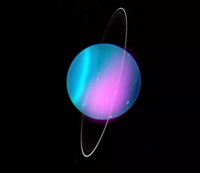Sao Thiên Vương với vùng phát ra tia X được đánh dấu bằng màu tím - Ảnh đồ họa từ NASA
