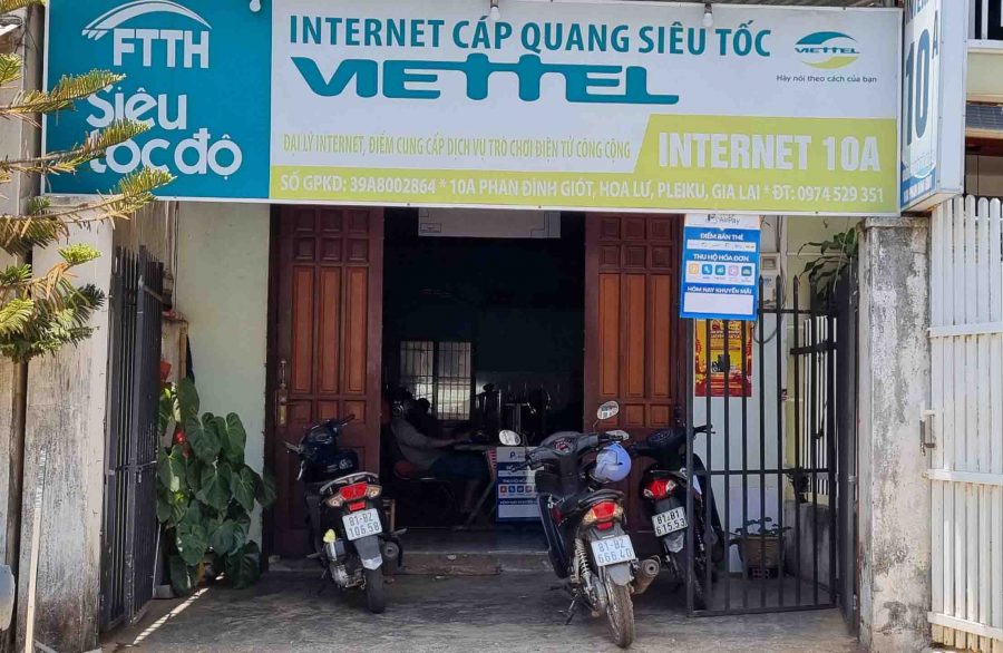 Tiệm Internet 10A đường Phan Đình Giót của chị Hồ Thị Thanh Kiêm nơi đối tượng trộm thiết bị máy tính. Ảnh: Hà Phương
