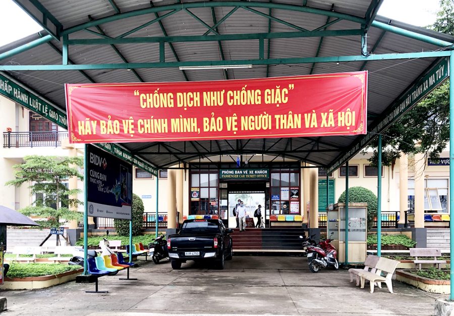 Bến xe Đức Long Gia Lai tăng cường phòng-chống dịch bệnh Covid-19. Ảnh: Lê Hòa