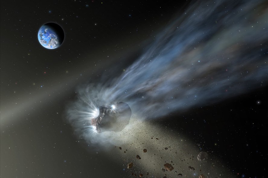 Hình minh họa một sao chổi từ đám mây Oort đi qua Hệ Mặt trời. Ảnh: NASA