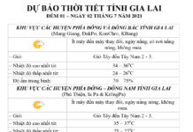 Dự báo thời tiết tỉnh Gia Lai ngày 2-7