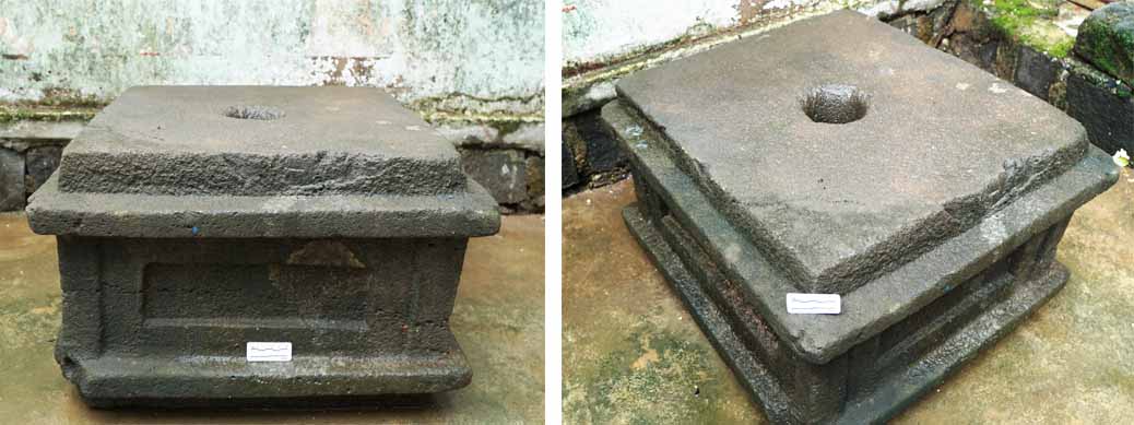 Khối đá (sa thạch) cao 39 cm được đưa từ khu phế tích Champa về sân nhà ông Hòe, bà Lễ năm 1972. Ảnh: Nguyễn Quang Tuệ