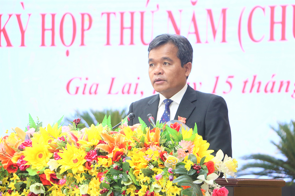  Chủ tịch HĐND tỉnh Hồ Văn Niên phát biểu bế mạc kỳ họp. Ảnh: Quang Tấn