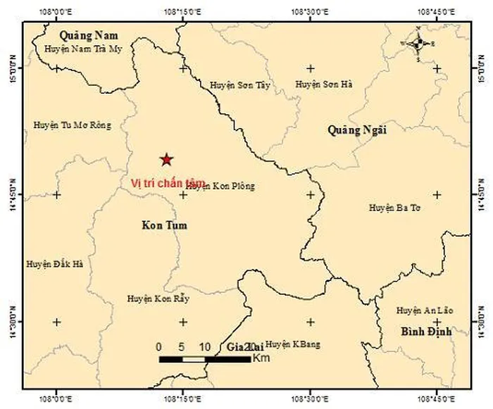Chỉ trong buổi sáng, tại khu vực huyện Kon Plong đã xảy ra 7 trận động đất 2