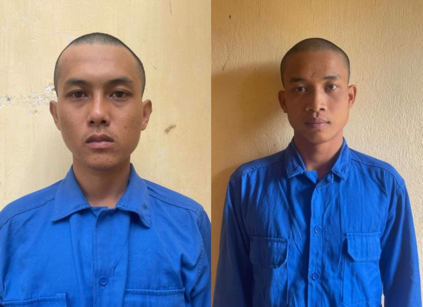 Cơ quan Cảnh sát Điều tra Công an huyện Đak Đoa đã ra quyết định bắt giữ đối tượng Nguyễn Quốc Triệu (bìa trái) và Dương Quốc Huy về hành vi cướp giật tài sản.Ảnh: Công an huyện Đak Đoa