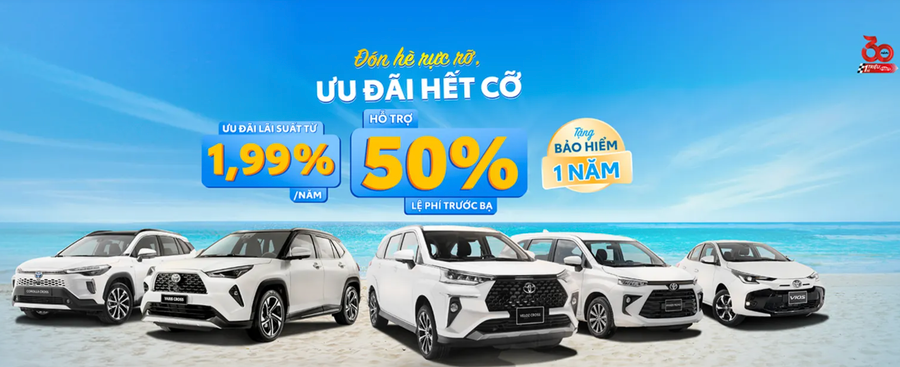 Hướng tới cột mốc 30 năm gắn bó với thị trường Việt (1995-2025), Toyota Việt Nam tung hàng loạt ưu đãi “khủng” trong tháng 5-2025. Ảnh: Toyota anh-man-hinh-2025-05-12-luc-174347.png