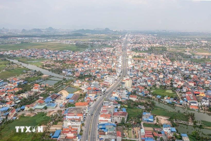 Hệ thống hạ tầng đô thị, giao thông Thủy Nguyên (Hải Phòng) ngày càng hiện đại. (Ảnh: Hoàng Hiếu/TTXVN) trinhqh.jpg