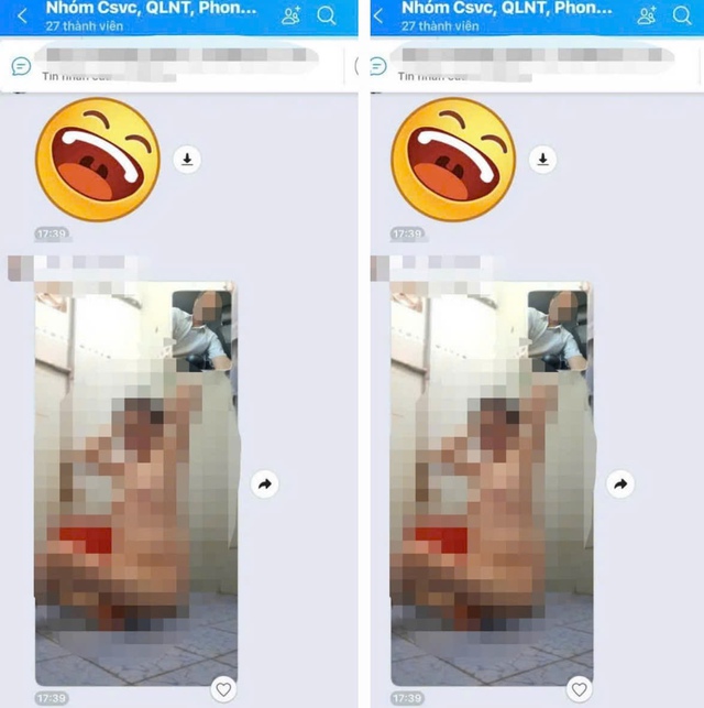 Hình ảnh hiệu trưởng X. đang trò chuyện video với người phụ nữ khỏa thân được gửi vào nhóm chát chung của nhà trường
