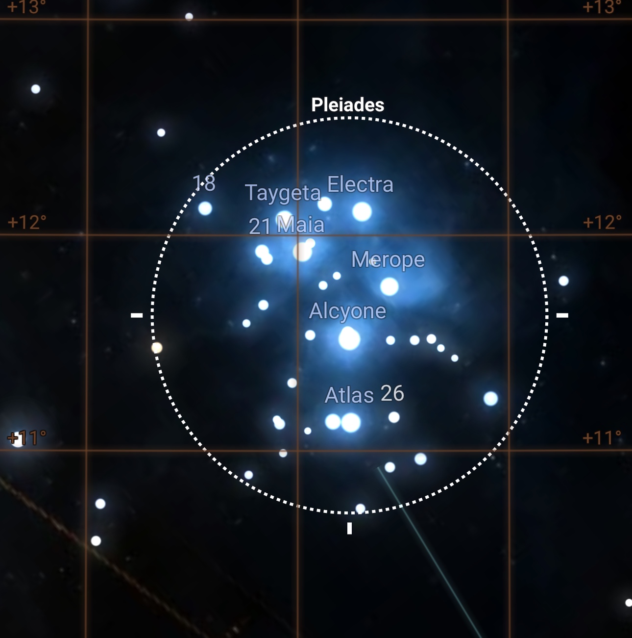 Mô phỏng cụm sao Thất Nữ nhìn từ vị trí TP.HCM rạng sáng 22.7. ẢNH: STELLARIUM Mô phỏng cụm sao Thất Nữ nhìn từ vị trí TP.HCM rạng sáng 22.7. ẢNH: STELLARIUM