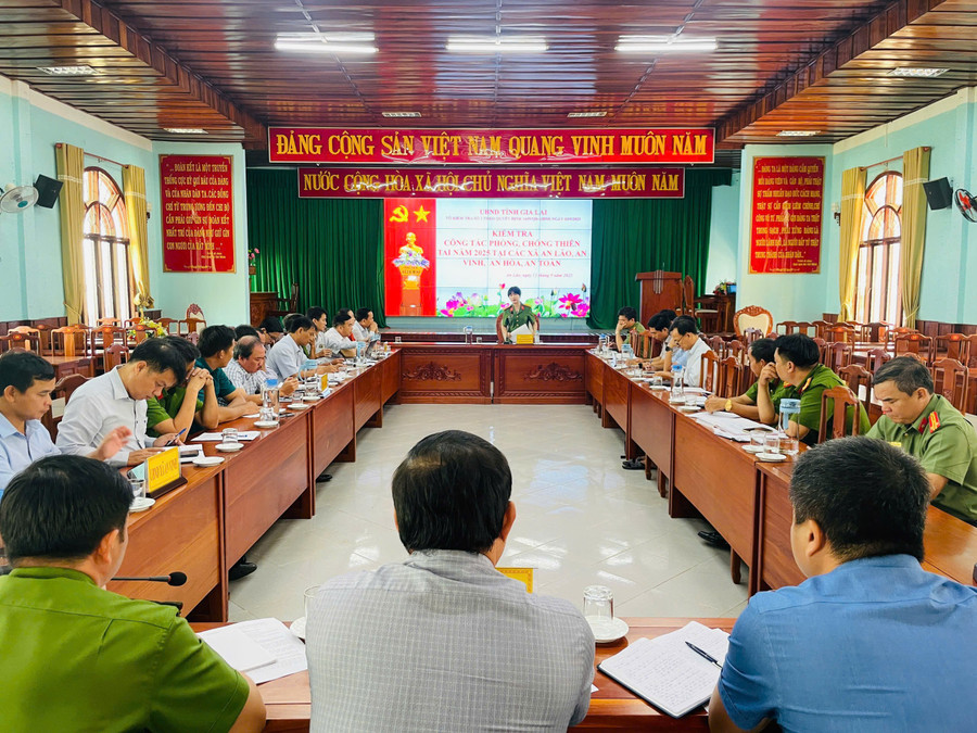 Tổ kiểm tra số 3 làm việc với lãnh đạo các xã An Lão, An Vinh, An Hòa và An Toàn. Ảnh: Phi Long anh-2.jpg